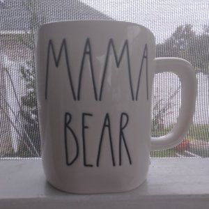 New Rae Dunn Artisan MAMA BEAR Coffee Mug White w/Blue Interior/Black Writing